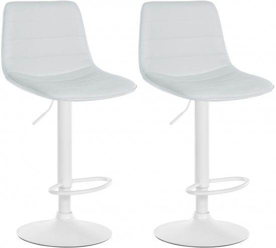 2 ks / set barová židle Louxur syntetická kůže, bílá podnož, bílá