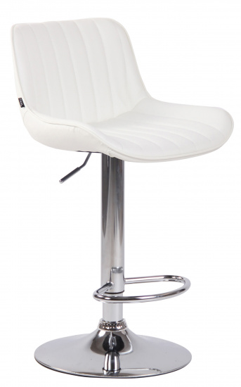 Barová židle Lemonte syntetická kůže, chrom, bílá