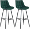 2 ks / set barová židle Dartford samet, zelená