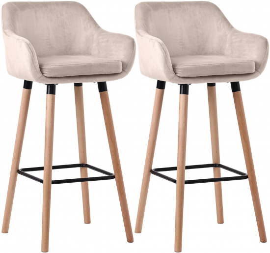 2 ks / set barová židle Grant samet, krémová