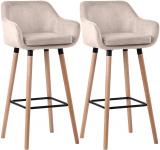 2 ks / set barová židle Grant samet, krémová