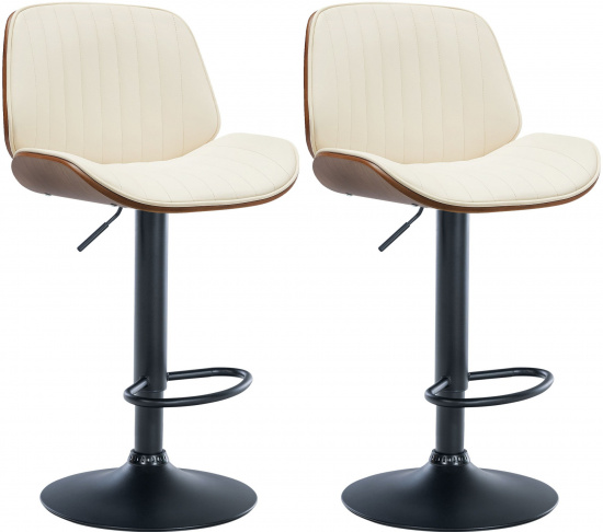 2 ks / set barová židle Nova syntetická kůže, ořech / krémová