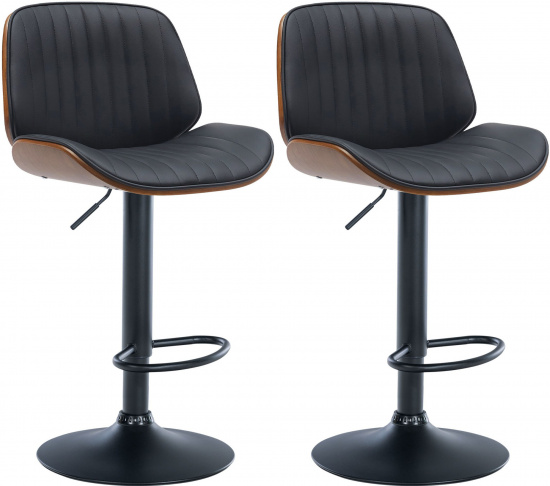 2 ks / set barová židle Nova syntetická kůže, ořech / černá