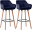 2 ks / set barová židle Grant samet, tmavě modrá