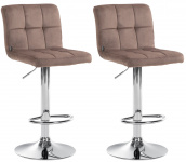 2 ks / set barová židle Veru samet chrom, hnědá