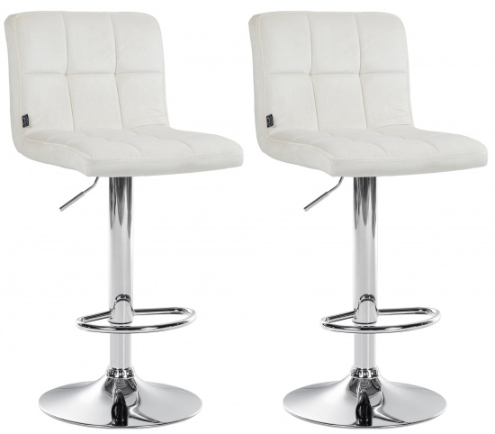 2 ks / set barová židle Veru samet chrom, krémová