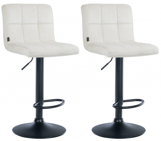 2 ks / set barová židle Veru samet černá, krémová