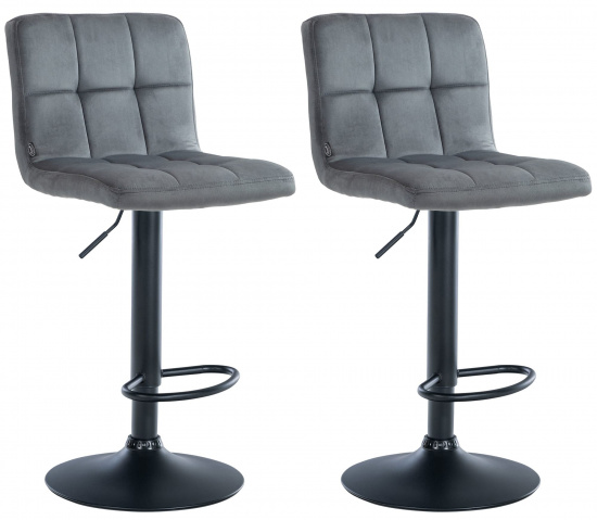 2 ks / set barová židle Veru samet černá, tmavě šedá