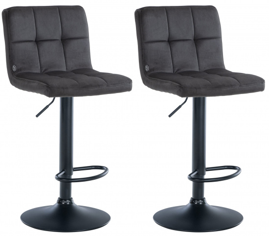 2 ks / set barová židle Veru samet černá, černá