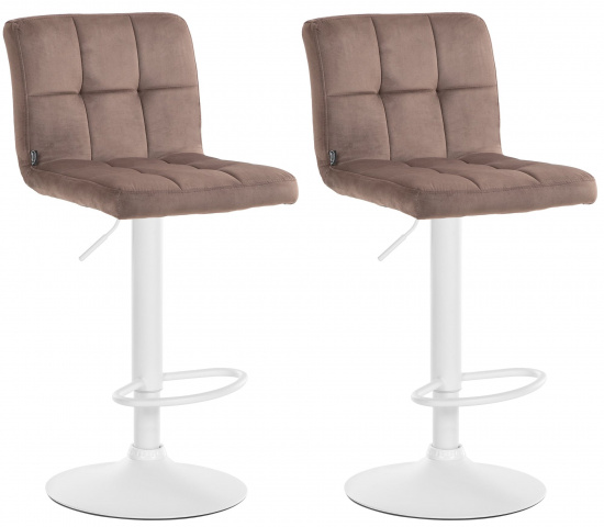 2 ks / set barová židle Veru samet bílá, hnědá