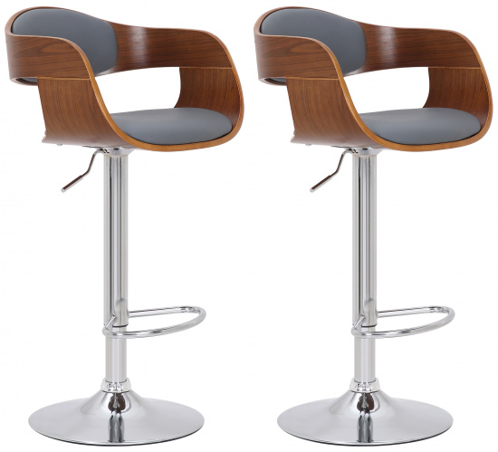 2 ks / set barová židle Kingston syntetická kůže, ořech/šedá