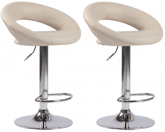 2 ks / set barová židle Luna syntetická kůže, chrom, krémová