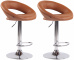 2 ks / set barová židle Luna syntetická kůže, chrom, světle hnědá
