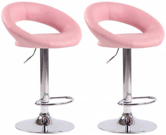 2 ks / set barová židle Luna syntetická kůže, chrom, růžová