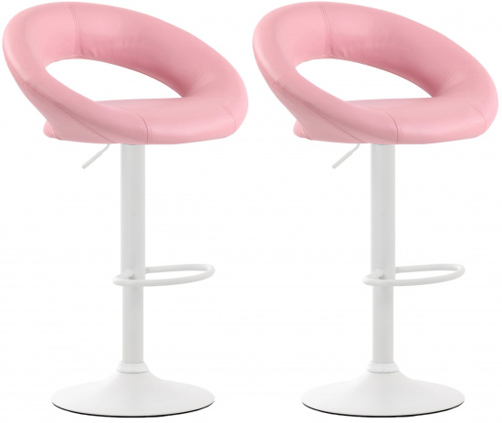 2 ks / set barová židle Luna syntetická kůže, bílá, růžová