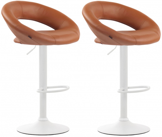 2 ks / set barová židle Luna syntetická kůže, bílá, světle hnědá