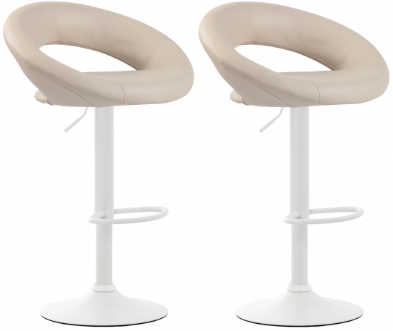 2 ks / set barová židle Luna syntetická kůže, bílá, krémová