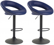 2 ks / set barová židle Luna syntetická kůže, černá, modrá