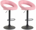 2 ks / set barová židle Luna syntetická kůže, černá, růžová