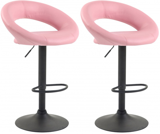2 ks / set barová židle Luna syntetická kůže, černá, růžová