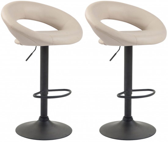 2 ks / set barová židle Luna syntetická kůže, černá, krémová