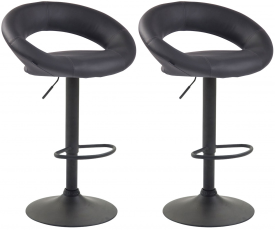 2 ks / set barová židle Luna syntetická kůže, černá, šedá