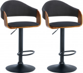 2 ks / set barová židle Vilhelm látkový potah, černá, ořech / černá