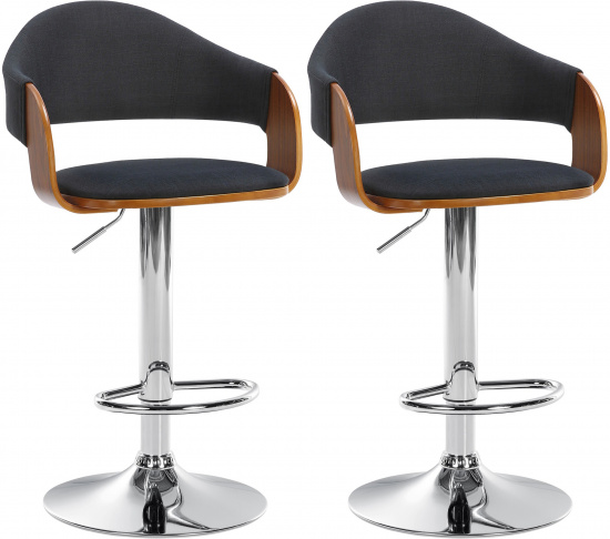 2 ks / set barová židle Vilhelm látkový potah, chrom, ořech / černá