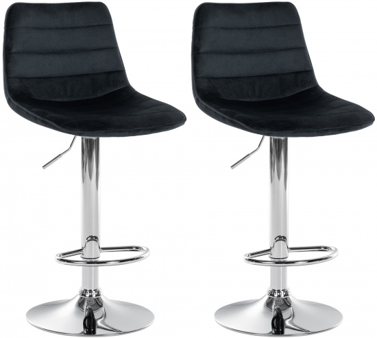 2 ks / set barová židle Louxur samet chrom, černá