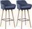 2 ks / set barová židle Grant látkový potah, tmavě modrá