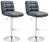2 ks / set barová židle Dakar syntetická kůže, chrom, šedá
