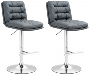 2 ks / set barová židle Dakar syntetická kůže, chrom, šedá