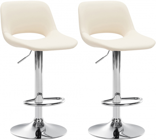 2 ks / set barová židle Kalmen syntetická kůže, chrom, krémová