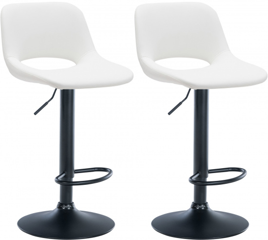 2 ks / set barová židle Kalmen syntetická kůže, černá, bílá