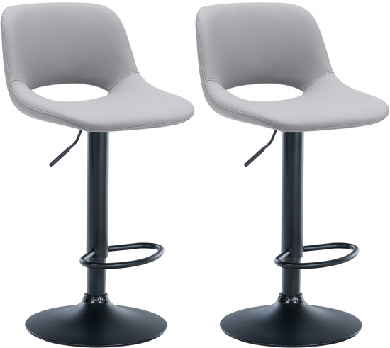 2 ks / set barová židle Kalmen syntetická kůže, černá, šedá
