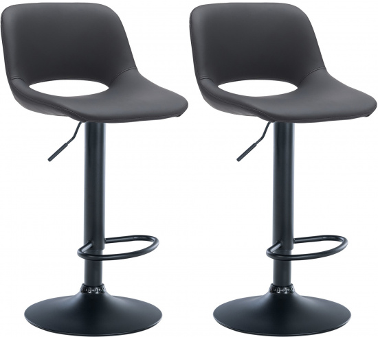 2 ks / set barová židle Kalmen syntetická kůže, černá, černá