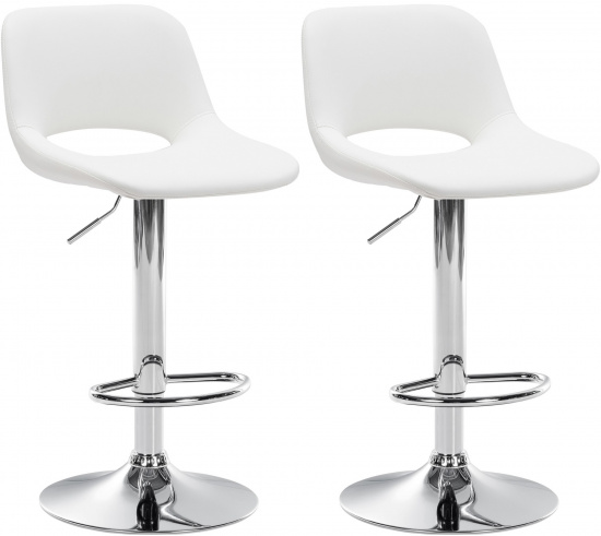2 ks / set barová židle Kalmen syntetická kůže, chrom, bílá