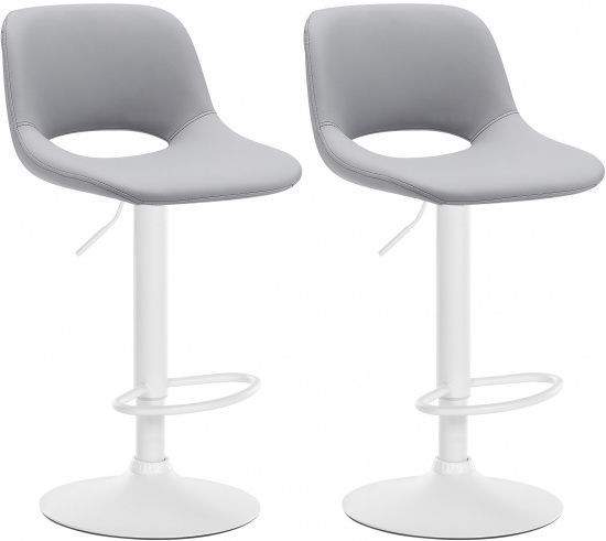 2 ks / set barová židle Kalmen syntetická kůže, bílá, šedá