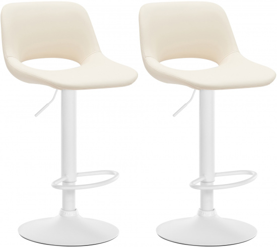 2 ks / set barová židle Kalmen syntetická kůže, bílá, krémová