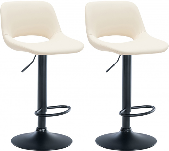 2 ks / set barová židle Kalmen syntetická kůže, černá, krémová