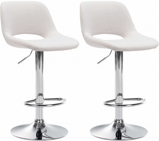 2 ks / set barová židle Kalmen látkový potah, chrom, krémová