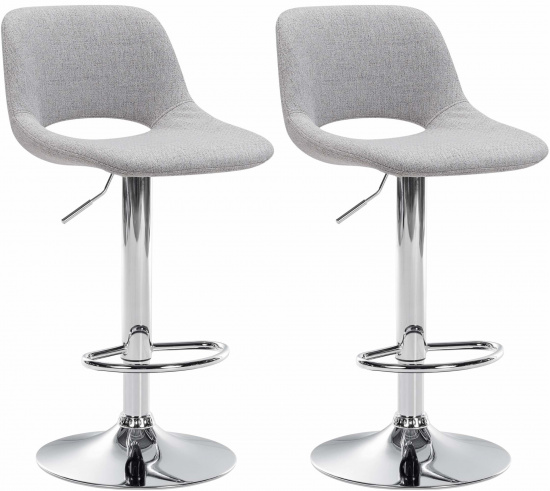 2 ks / set barová židle Kalmen látkový potah, chrom, světle šedá