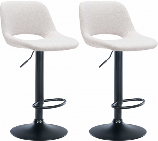 2 ks / set barová židle Kalmen látkový potah, černá, krémová