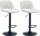 2 ks / set barová židle Kalmen látkový potah, černá, krémová