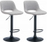 2 ks / set barová židle Kalmen látkový potah, černá, světle šedá