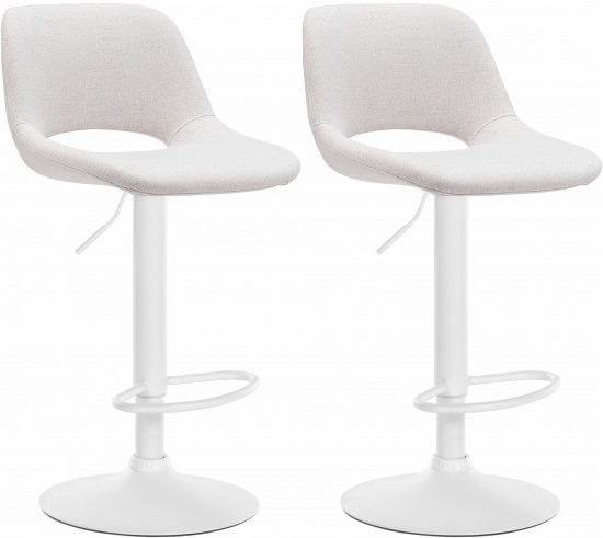 2 ks / set barová židle Kalmen látkový potah, bílá, krémová