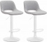 2 ks / set barová židle Kalmen látkový potah, bílá, světle šedá