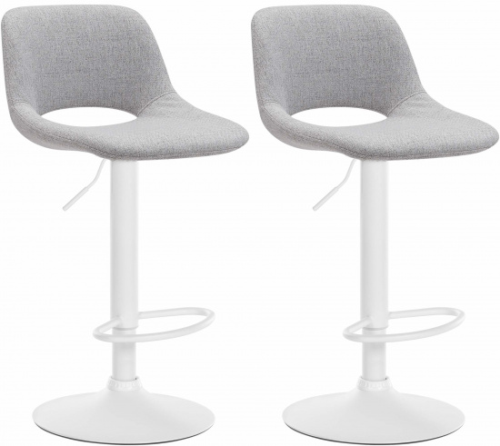 2 ks / set barová židle Kalmen látkový potah, bílá, světle šedá