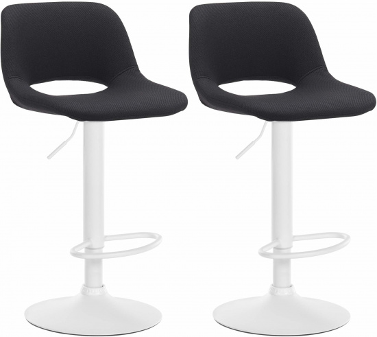 2 ks / set barová židle Kalmen látkový potah, bílá, černá