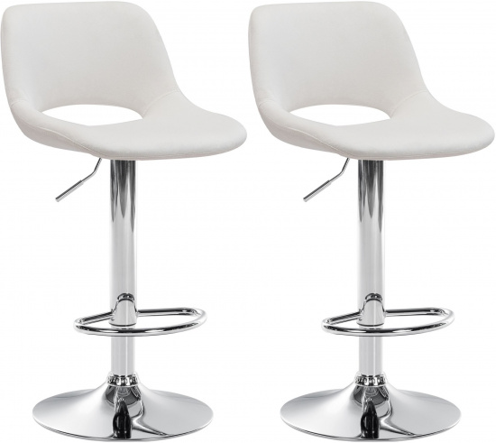 2 ks / set barová židle Kalmen samet chrom, krémová